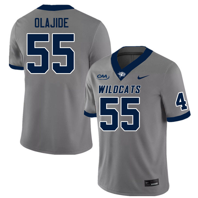 New Hampshire Wildcats #55 Tolu Olajide College Football Jerseys Stitched Sale-Grey